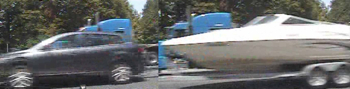 Combined photo of vehicle and tractor trailer believed involved in fatal Brian Durst accident (Lamar County Police Vehicle/Alpharetta Patch)