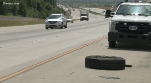  I-75 Accident in Macon Involving Tractor-Trailer Tire Injures One Person.