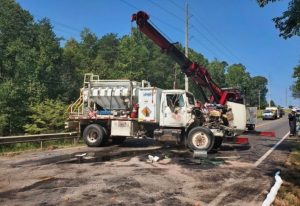 Truck Hauling Explosives Overturns, Two People injured in Dawsonville Accident.